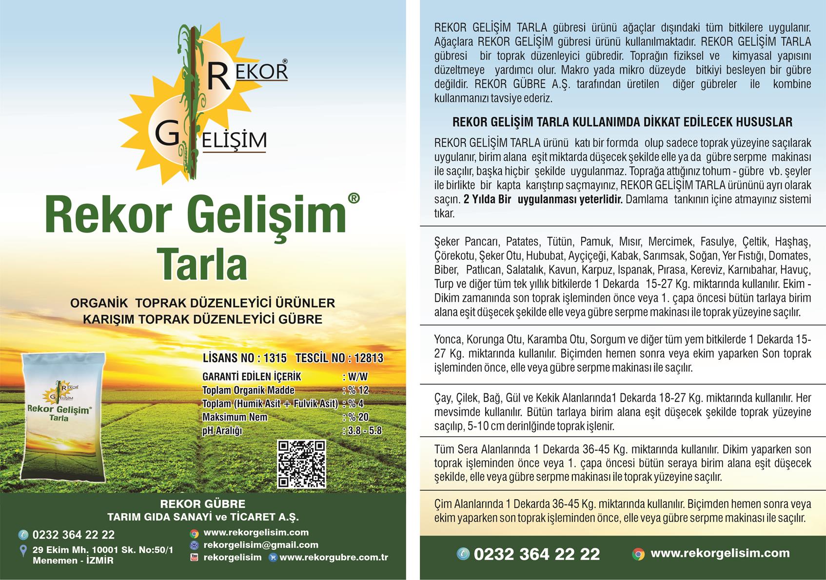 Rekor Gelişim Tarla Gübresi Broşürü